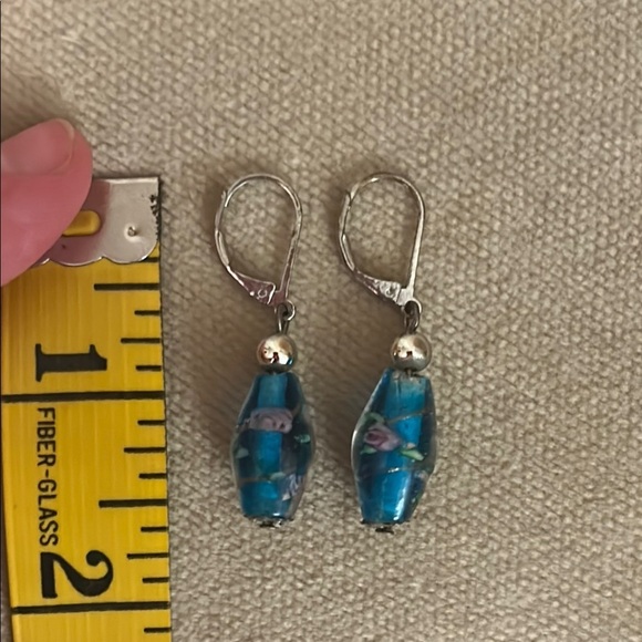 Vibrant Blue & Silver Earrings with Lever-Backs bought in Venice - Picture 4 of 4